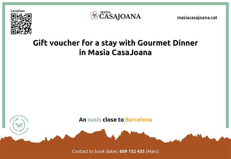 Gift voucher for a stay with Gourmet Dinner in Masia CasaJoan